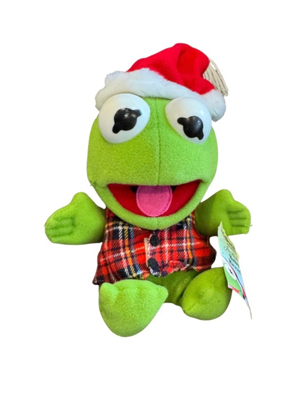 Jim Henson Baby Kermit The Frog McDonald’s Santa Hat & Plaid Vest 💜 BOGO
